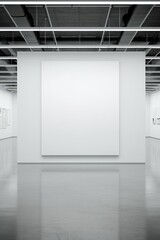Interior of modern art gallery with empty white wall. 3d rendering