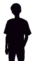 ポケットに手を入れた10代の少年のシルエット