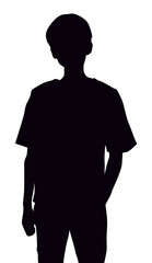 ポケットに手を入れた10代の少年のシルエット