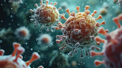 Scientific Research and Microbiology Concept, Bacteria and cells of a biological organism under microscope in the laboratory. Generative AI.