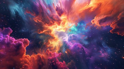 Fototapeta premium Surreal nebula cloud with an otherworldly touch, painted in watercolor sponge art. Ai Generated