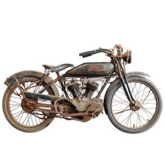 Vintage antique motorcycle isolated on white background for retro design concepts, Ai Generated.