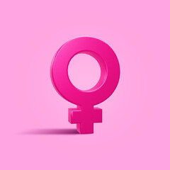 3d female gender sign icon on pastel background 