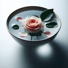 Graceful Submersion: A Rose Flower Floating in Tranquil Waters