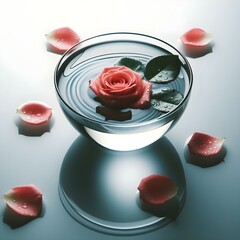 Graceful Submersion: A Rose Flower Floating in Tranquil Waters