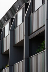 Detail of modern apartment block.