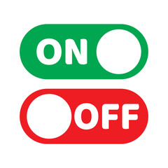 On and Off switch icon set. Toggle switch icon for mobile concept and web design isolated in white background. On and Off symbol vector illustration eps10.