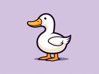 Fototapeta premium white duck on purple background vector illustration