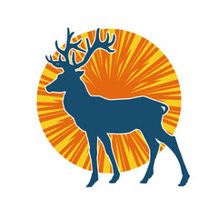 Silhouette of a deer wild forest animal with antlers.