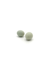 2 salted eggs on a white background