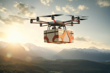 A photograph featuring a large white and orange box flying through the air.