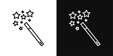 Magic Wand Icon Set. Vector Illustration