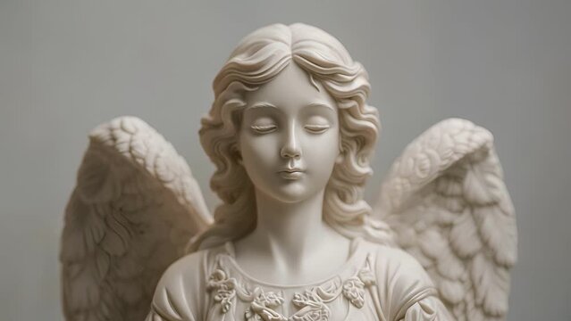 Intricately detailed this Gothic angel statue is a masterpiece of stone and marble with every feather and tel perfectly crafted.