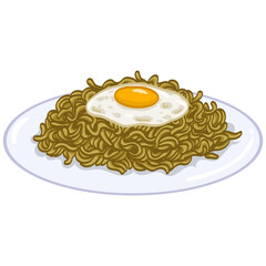 Mie Goreng Fried Noodle Drawing Illustration