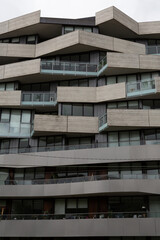 Detail of modern apartment block.