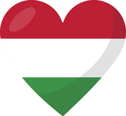Hungary flag heart 3D style.