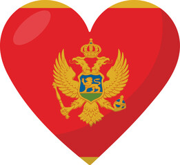 Montenegro flag heart 3D style.