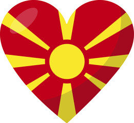 North Macedonia flag heart 3D style.