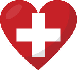 Obraz premium Switzerland flag heart 3D style.