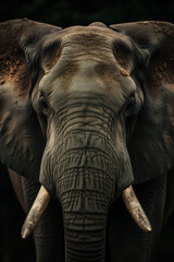 A majestic indian elephant stands proudly, its dirt-covered face and magnificent tusks telling tales of a life in the wild