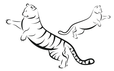 Vector Tiger on white background.
