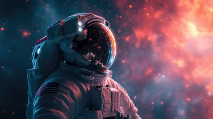Tuinposter American astronaut in space  © Halim Karya Art