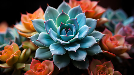 A macro view of a succulent's rosette shape reveals a captivating geometry in nature