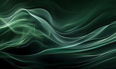 Fototapeta premium Abstract Green and Black Waves Flowing Design Background, Generative AI 