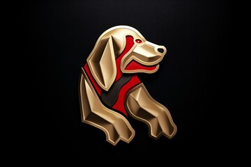 Obraz na płótnie Canvas A red and golden dog metallic icon