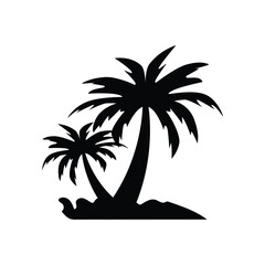 Palm tree  icon silhouette design template isolated