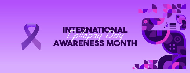 International Epilepsy Day illustration with Geometry design. Raising awareness about epilepsy and the urgent need for improved treatment, and better care. Epilepsy Day background in purplish colors