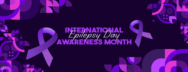 International Epilepsy Day illustration with Geometry design. Raising awareness about epilepsy and the urgent need for improved treatment, and better care. Epilepsy Day background in purplish colors