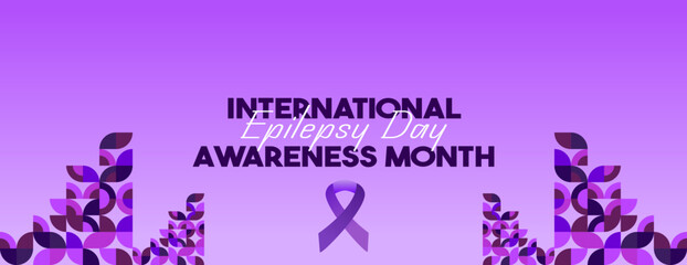 International Epilepsy Day illustration with Geometry design. Raising awareness about epilepsy and the urgent need for improved treatment, and better care. Epilepsy Day background in purplish colors