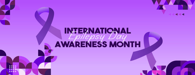 International Epilepsy Day illustration with Geometry design. Raising awareness about epilepsy and the urgent need for improved treatment, and better care. Epilepsy Day background in purplish colors