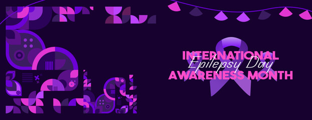 International Epilepsy Day illustration with Geometry design. Raising awareness about epilepsy and the urgent need for improved treatment, and better care. Epilepsy Day background in purplish colors