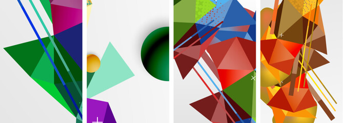 Geometric elements in abstract poster composition set. Vector illustration For Wallpaper, Banner, Background, Card, Book Illustration, landing page