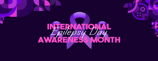 International Epilepsy Day illustration with Geometry design. Raising awareness about epilepsy and the urgent need for improved treatment, and better care. Epilepsy Day background in purplish colors