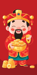 Chinese new year celebration God of Wealth airdrop money