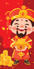 Chinese new year celebration God of Wealth airdrop money