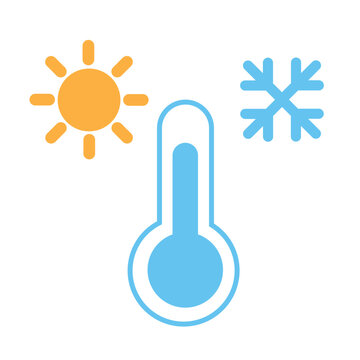 recommend clip art: Thermometer icon. High temperature thermometer and sun and low temperature thermometer and ice