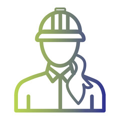 Construction work icon on line gradient style. Construction worker