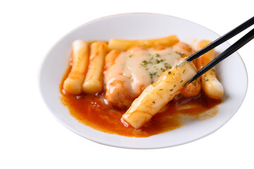 Korean Tteokbokki (sliced rice cakes) or tokpokki