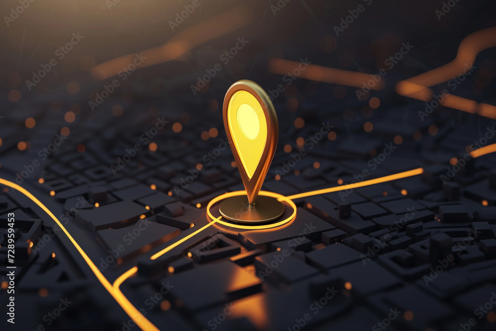 Poster pin location icon for navigation or map, generative ai