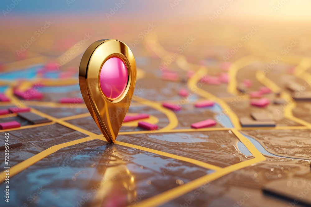 Poster pin location icon for navigation or map, generative ai
