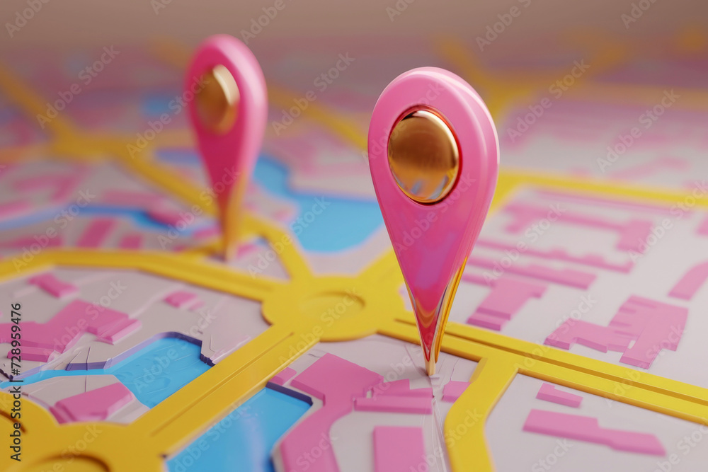 Poster pin location icon for navigation or map, generative ai