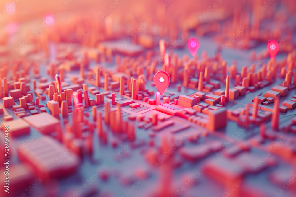 Poster pin location icon for navigation or map, generative ai