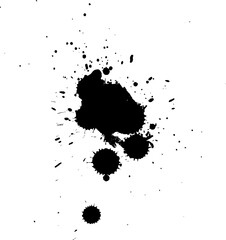 black ink brushed splatter splash on white background