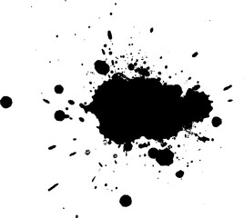black watercolor brushed splatter splash on white background