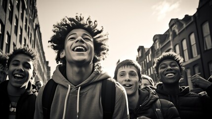 Naklejka premium boy looks at phone