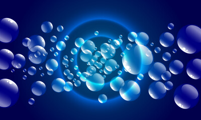 Abstract Background Geometry shapes Circle Bubbles on dark blue background. soap bubbles. 